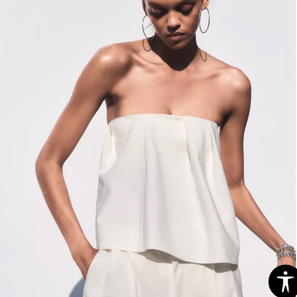 NWT Zara Pleated Strapless Top